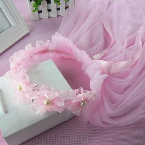 Flower Girls Veil Headpieces with Pleated Flower Crown Wedding Ring Bearer Veil Long Tulle Bride Wedding Party Supplies