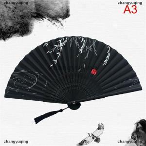 [COD] zhangyuqing Chinese Silk Folding Fan Wooden Shank Classical Dance Fan Home Decoration