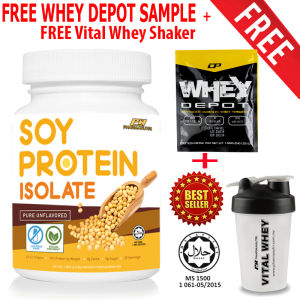 Pharmanutri Soy Protein Isolate 1kg 33 servings (Unflavor) 91% Protein By Weight 0g Sugar - Vegan Protein + FREE Whey Depot Sachet + FREE Shaker vs Myprotein Shaklee ESP Soluxe Cosway