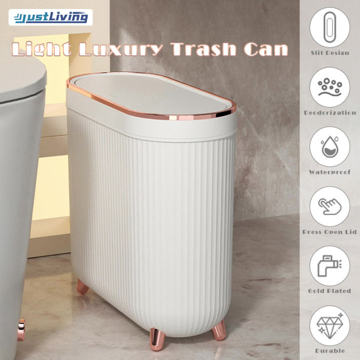 Justliving 1 chiếc thùng rác đẩy loại 12L có nắp thùng rác phòng ngủ ...