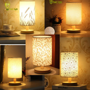 Đèn ngủ để bàn đèn led ánh sáng ấm áp sang trọng - đế gỗ - TMC Light - 13113