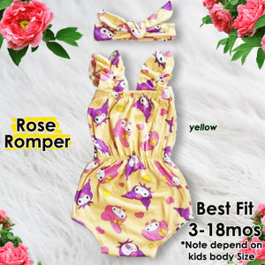 RTW Rose Romper Infant Clothes with Headband Baby Girl Gift for 0-6mos Babies Cute Girl Tops Kids Turban Terno