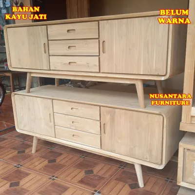 meja bufet tv retro scandinavian klasik kayu jati