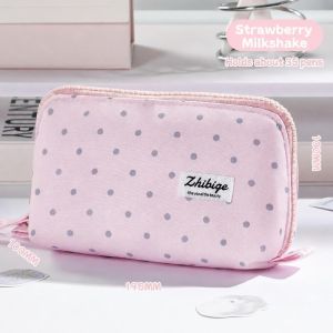 NOWNICE Chấm bi Hộp đựng bút chì Dung lượng lớn Nhiều Ngăn Túi đựng bút chì Phong cách tươi Khóa Túi đựng bút Sinh viên