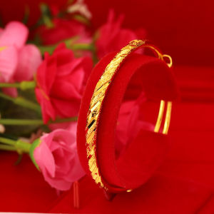 Vietnamese Sand Gold Dragon Phoenix Adjustable Push Pull Round Rod Gold Plated Bangle Imitation Bracelet Women Jewellery Fashion