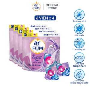 Combo 4 Túi Viên giặt Quần áo arFUM 5 trong 1 MỚI thơm hương tinh dầu nước hoa khử khuẩn 99% - 4 mùi hương (Túi 6 viên)