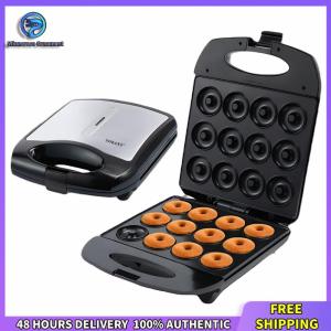 Winnereco 12-Hole Mini Donut Waffle Cake Maker Double-Sided Heating Waffle Donut Machine for Kid-Friendly Breakfast/Snacks/Desserts