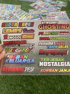 STIKER RACING KATA KATA VIRAL/ STICKER KATA KATA TRANSPARAN UV/ STICKER KATA KATA TERBARU