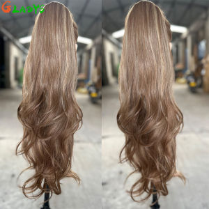 Tóc vàng Ombre 70 Cm Dây rút Phần mở rộng tóc đuôi ngựa Sóng cơ thể Tóc tổng hợp Tóc đuôi ngựa 28 inch 180g / chiếc Phần mở rộng tóc đuôi ngựa2026