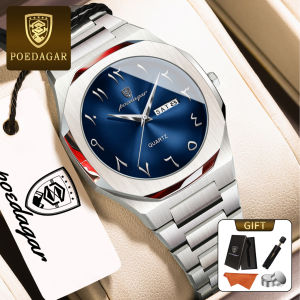 Poedagar Chính Hãng Đồng hồ nữ dây đeo bằng thép không gỉ lịch 100% không thấm nước 798