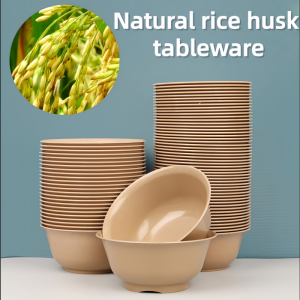 10Pcs Rice Husk Disposable Bowl Thickened and Hard Food Grade Degradable Noodle Bowl Disposable Tableware for Dinner and Picnic High Temperature Resistant Tableware Food Grade Household Rice Bowl
