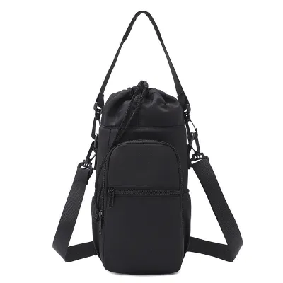 Termaya Portable Water Bottle Bag with Adjustable Shoulder Strap Travel Cup Sleeve with Phone Pouch