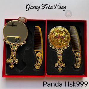 Bộ Gương Soi Và Lược Trang Điểm Họa Tiết Cổ Trang