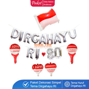 Paket Dekorasi foil tulisan dirgahayu ri / aksesoris dekor HUT Ri