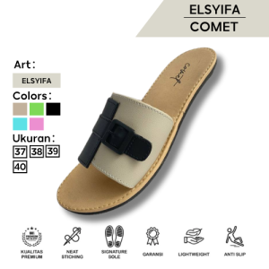 Comet Sandal Wanita Slop ELSYIFA Sandal Flat Teplek Motif Gesper Kombinasi Color Series
