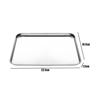Three Size Easy Cleaning Stainless Steel Sleek Durable Shallow Baking Pastry Plate Fruit Snack Rectangular Dessert Tray