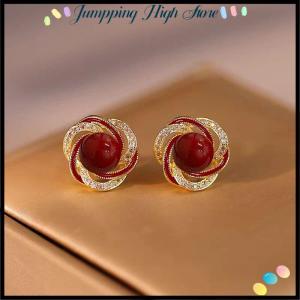 【Jumpping】 ต่างหูแฟชั่นหรูหราลายดอกกุหลาบเพทายรูปดอกไม้มุกสำหรับผู้หญิงต่างหูสุดหรูเครื่องประดับของขวัญอินเทรนด์ที่ละเอียดอ่อน