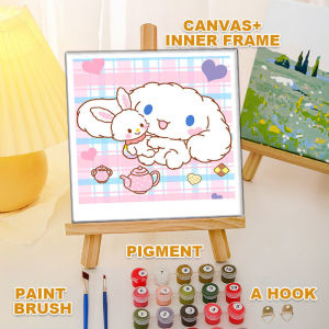 Framed Canvas Sanrio Paint DIY Oil Painting Children Digital Paint Simple Landscape Paint By Numbers Room Decor