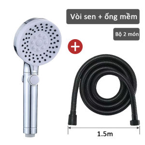 vòi tắm sen tăng áp 5 chế độ thiết kế chống rò rỉ nước Ống mềm linh hoạt dễ dàng lắp đặt tương thích với hầu hết các loại vòi sen trên thị trường.
