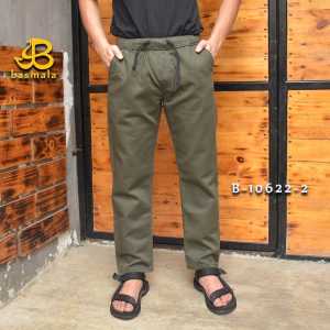CELANA PANJANG CASUAL PINGGANG KARET CELANA SIRWAL CELANA DI ATAS MATA KAKI CELANA CHINO