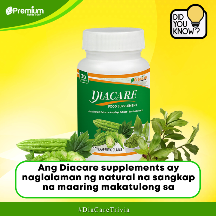 PHC07-A Dia Care Supplement : (30 Capsules) with Insulin Plant Ampalaya ...