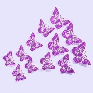 NO1 12 Pieces/set of 3D Hollow Butterfly Wall Stickers DIY Home Decoration Room Decoration