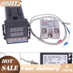 SDJZT 100-240VAC PID REX-C100 Temperature Controller SSR-40A Thermocouple