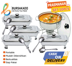 Paket Prasmanan Stainless Dan Warmer Stove Plus Sendok  Paket Prasmanan Pesta Set 10pcs