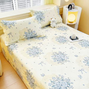 Dansunreve Cotton Floral Bedsheet High Quality Cartoon Fittedsheet Soft Breathable Super SingleQueen/King /Super King Fitted Bedsheet With Garter