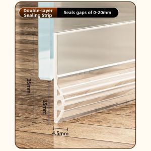 LUXEMO 3m Transparent Shower Door Side Seal Strip TPE Prevents Leaks Shower Sweep Durable Easy Installation Water Barrier Bathroom