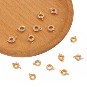 1PC Fashion Cute Round Circle Charm & Connector 18K Gold Plated Brass Charm Pendant With Zircon Stone For DIY Necklace Earring Jewelry Making