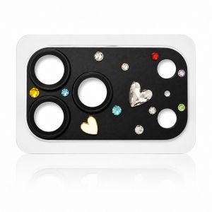 BETTERFORM HD rõ nét Miếng dán bảo vệ camera điện thoại bằng kính. Trái tim 3D đính  cương Bao phủ toàn bộ Nắp bảo vệ ống kính máy ảnh. Chống sốc Phim bảo vệ ống kính điện thoại Cho iPhone 18 Pro Max/18 Pro/17 Pro Max Phụ kiện điện thoại di động