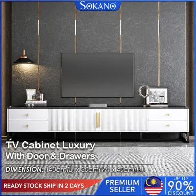 SOKANO DSG0052 TV Cabinet Northern Europe Luxury With Door and Drawers TV Console Living Room Cabinet Multi-functional Television Cabinet Furniture Rak TV