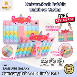 Samsung Tab A 10.1 inch T510 T515 2019 Softcase Unicorn Bubble Pop It Case Casing Anak Lucu Standing