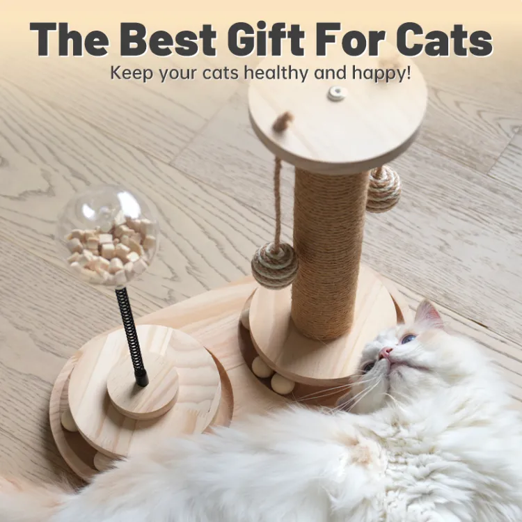 Osti Cat Treat Dispenser Toy with Turntable Track Ball Interactive