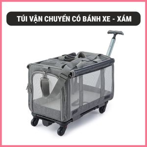 Túi vận chuyển kéo có bánh xe xoay linh hoạt cho chó mèo xe đẩy thoáng khí rộng rãi và có thể gấp gọn
