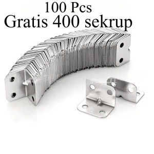 100pcs Bracket Siku/Siku Rak Verseng/Plat Siku Ambalan L/Siku L Penahan Ambalan Rak/Plat Siku L Besi