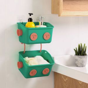 IUYJN Wall-mounted Toy Storage Basket Plastic Traceless Snack Storage Basket Storage Basket Space-saving Bathroom Storage Rack Bathroom