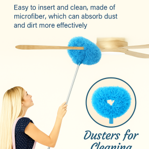 Fan Cleaning Duster Static Dust Cleaner Chicken Feather Duster Extendable Spider Web Cleaner Removable Washable