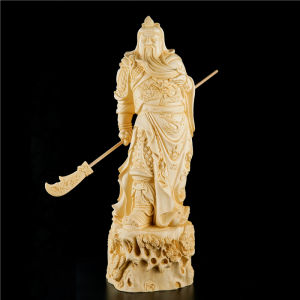 Guan Gong Statue - Majestic Guan Yu Wood Carving Large Figure Perfect for Feng Shui and Home Decoration Symbolizing Wealth Honor and Protection Ideal for Attracting Prosperity and Positive Energy