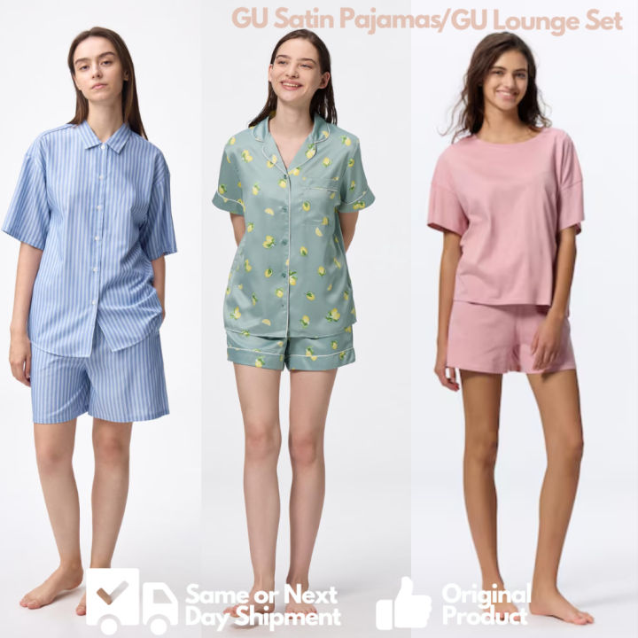 GU Cotton & Silk Pajama Set for Home Use Cozy Lounge Wear with Shirt ...