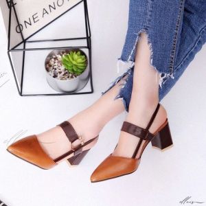 YANDA Sandal sleop bapau cincin 5cm / heels wanita 5cm terbaru