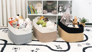 Handmade Cotton Rope Woven Storage Basket Desktop Organiser Container Sundries Toy Comestics Display Box