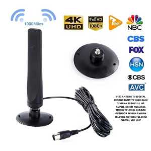 V177 ANTENA TV DIGITAL INDOOR DVBT T2 STB HIGH GAIN 12dBi 4K 1080 FULL HD SUPER JERNIH KUALITAS TING