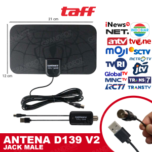 [ORIGINAL 100%] PAKET Taffware Set Top Box + Antena TV Booster  Penguat Signal Analog Tabung Digital STB Smart Tuner DVB-T2 Satellite TV Receiver Youtube H.265 4K Wifi Hdmi High Gain Anten Full HD Antenna TCL LG Polytron Sharp Samsung Android