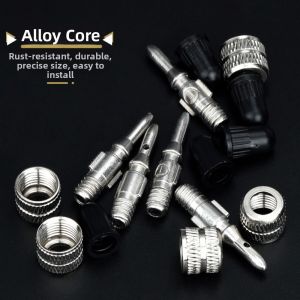 SECRETE AMBIENT LIGHT78SE0 British Style Inserts for Dunlop Valve Copper Nuts Convenience Zinc Alloy Tube Nozzle D/V Core Replacement High Quality Valve Wheelchair Tires Valve Cycling Accessories