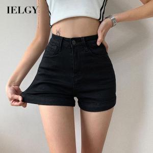 IELGY ยีนส์ขาสั้นสำหรับสตรีฤดูร้อนใหม่ A-Line เอวสูงกางเกงรัดรูป