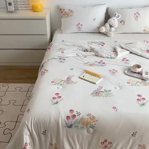 Super Soft Class A Soybean Fiber Knitted Cotton Summer Cool Quilt Machine Washable Summer Childrens Thin Quilt Summer Air Conditioning Quilt