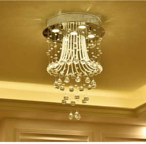 Phube Lighting Crystal Lamp Chinese Style Modern K9 Crystal Ball LED Ceiling Light Luxury Stainless Steel Restaurant Lobby Bedroom Lighting