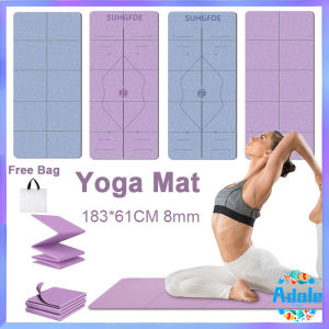 Foldable Yoga Mat Non-Slip Fitness Pad 8mm Thick Portable Folding Yoga Mat with Storage Bag for Exercise Studio Gym Workout